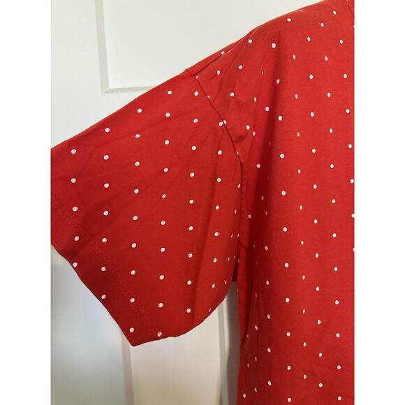 Vintage Lindsey Blake Shirt Red Polka Dot Size Large - Picture 3 of 8